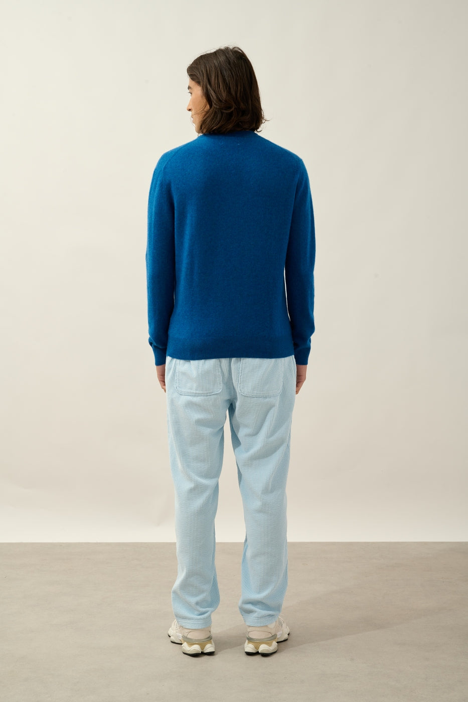 V-Neck Jumper - Agel - Mottled Blue
