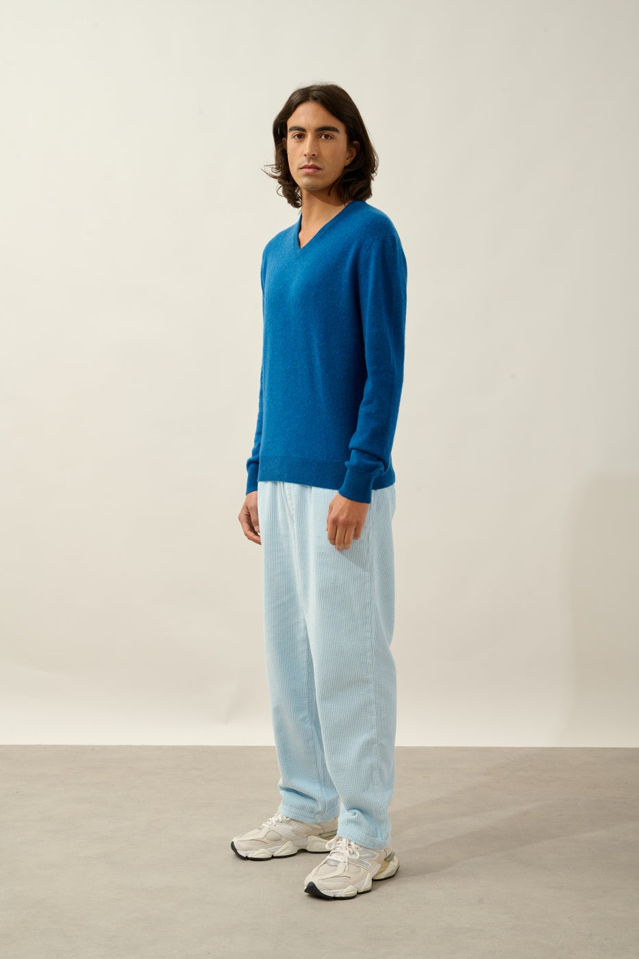 V-Neck Jumper - Agel - Mottled Blue