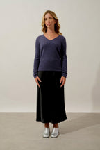 V-Neck Jumper - Galise - Heather Grey Violet