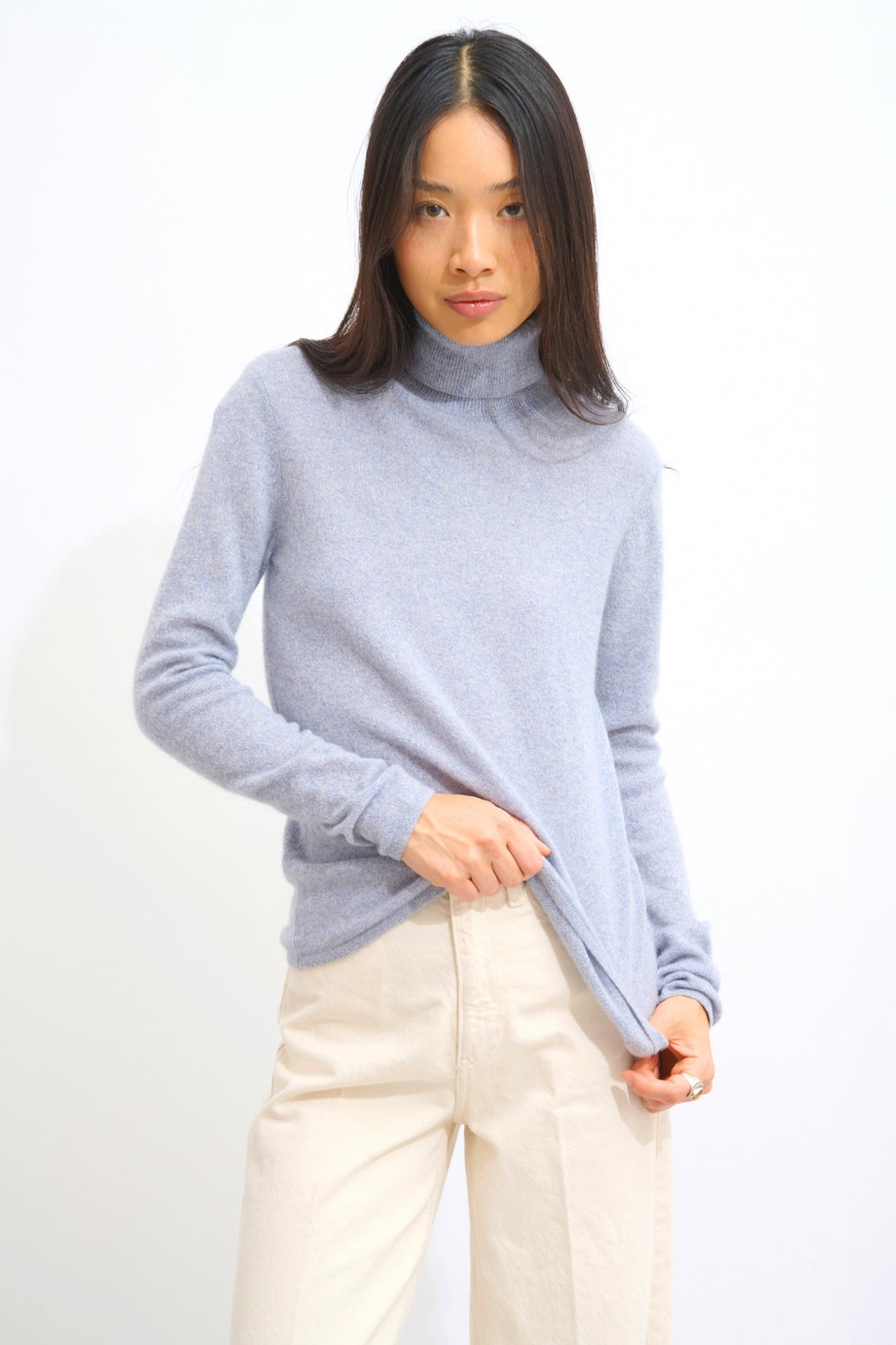 Roll-Neck Jumper - Bise - Ivory Blue