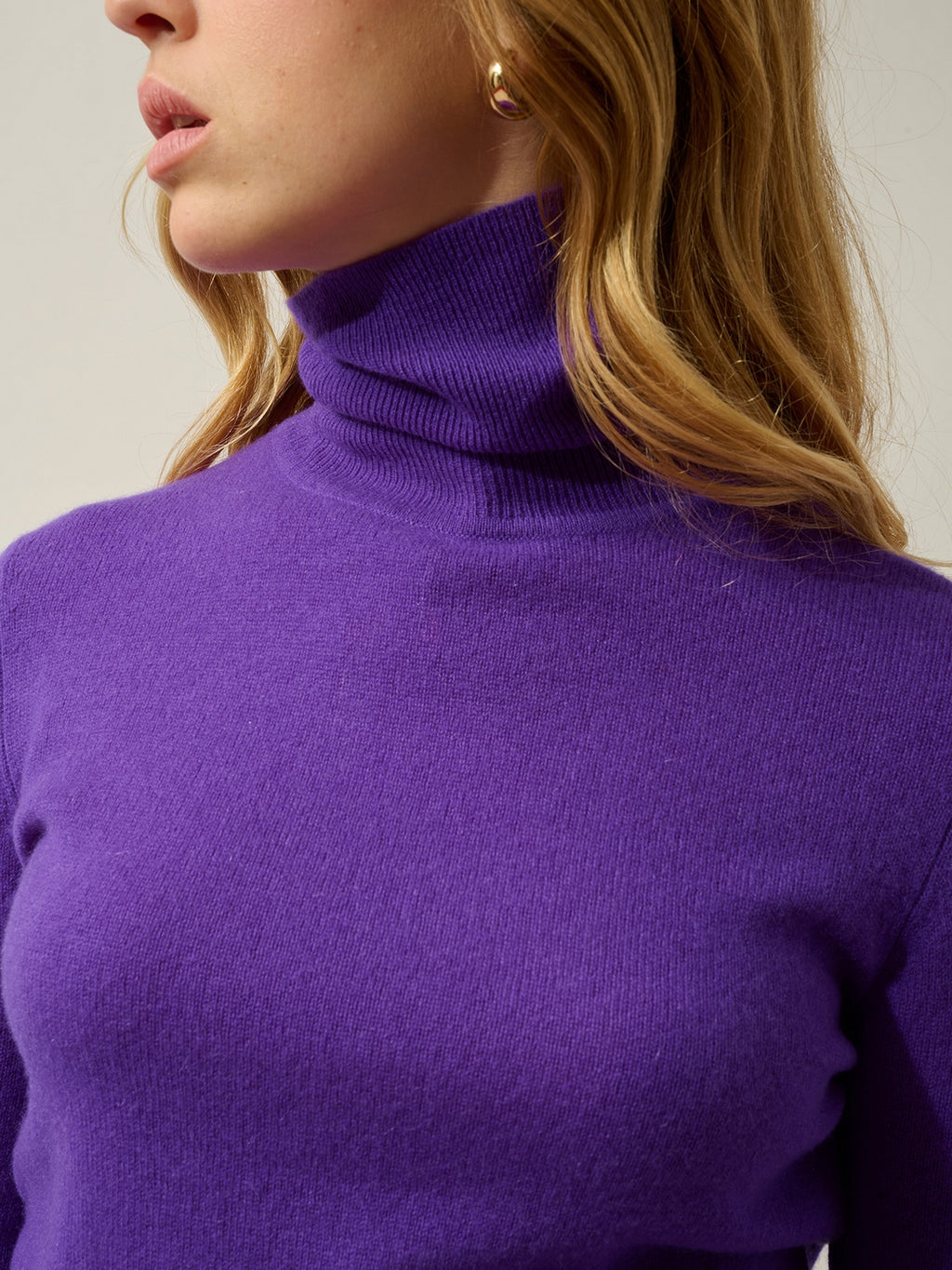 Pull Col Roulé Bise - 100% Cachemire, 2 Fils - Ultra Violet