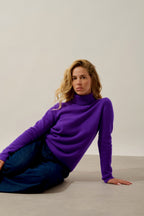 4-Ply Roll-Neck Jumper - Linda - Ultra Violet