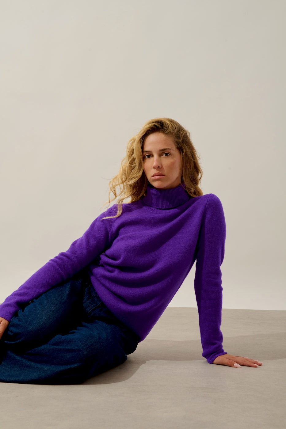 4-Ply Roll-Neck Jumper - Linda - Ultra Violet
