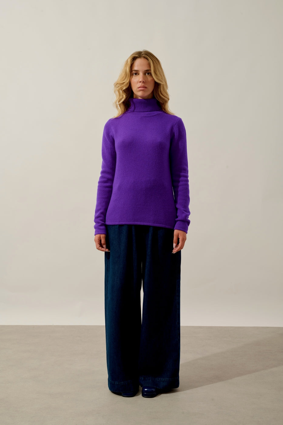 4-Ply Roll-Neck Jumper - Linda - Ultra Violet