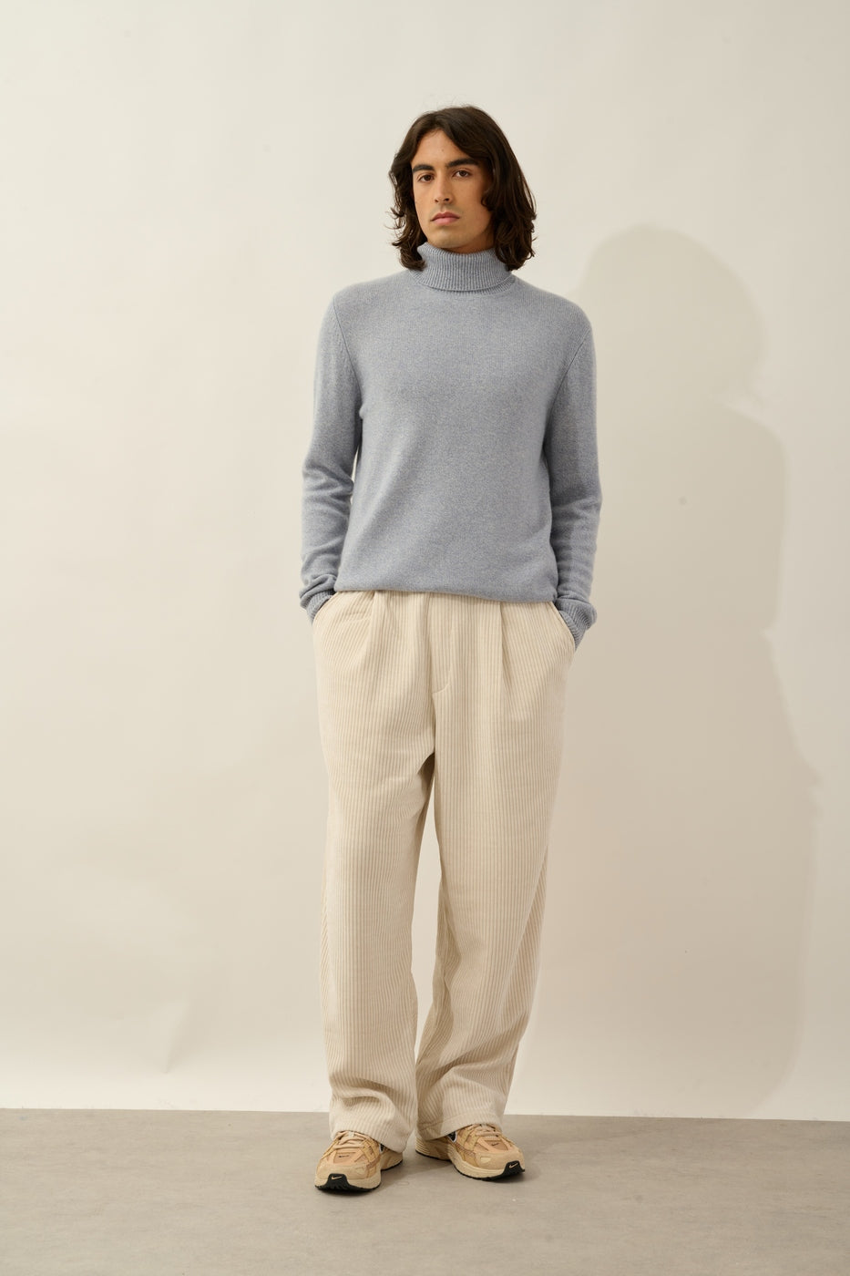 4-Ply Turtleneck Sweater - Martin - Ivory Blue