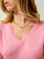 Kali V-Neck T-Shirt - 100% Cashmere, 2-Ply - Candy Pink - Women's