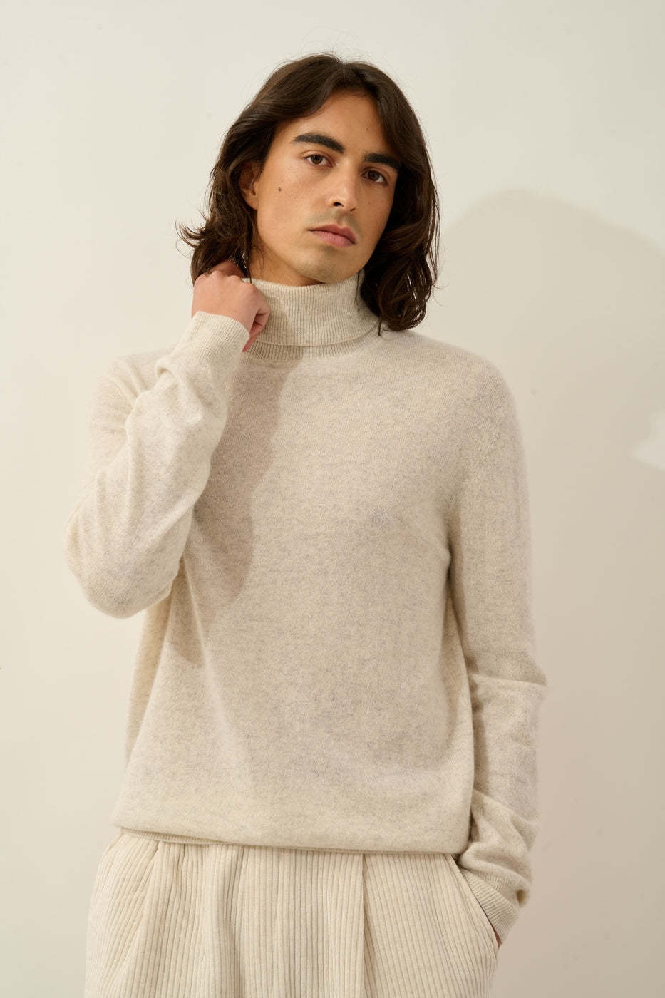 Jersey de cuello alto Bange - Gris perla mezclado - Hombre