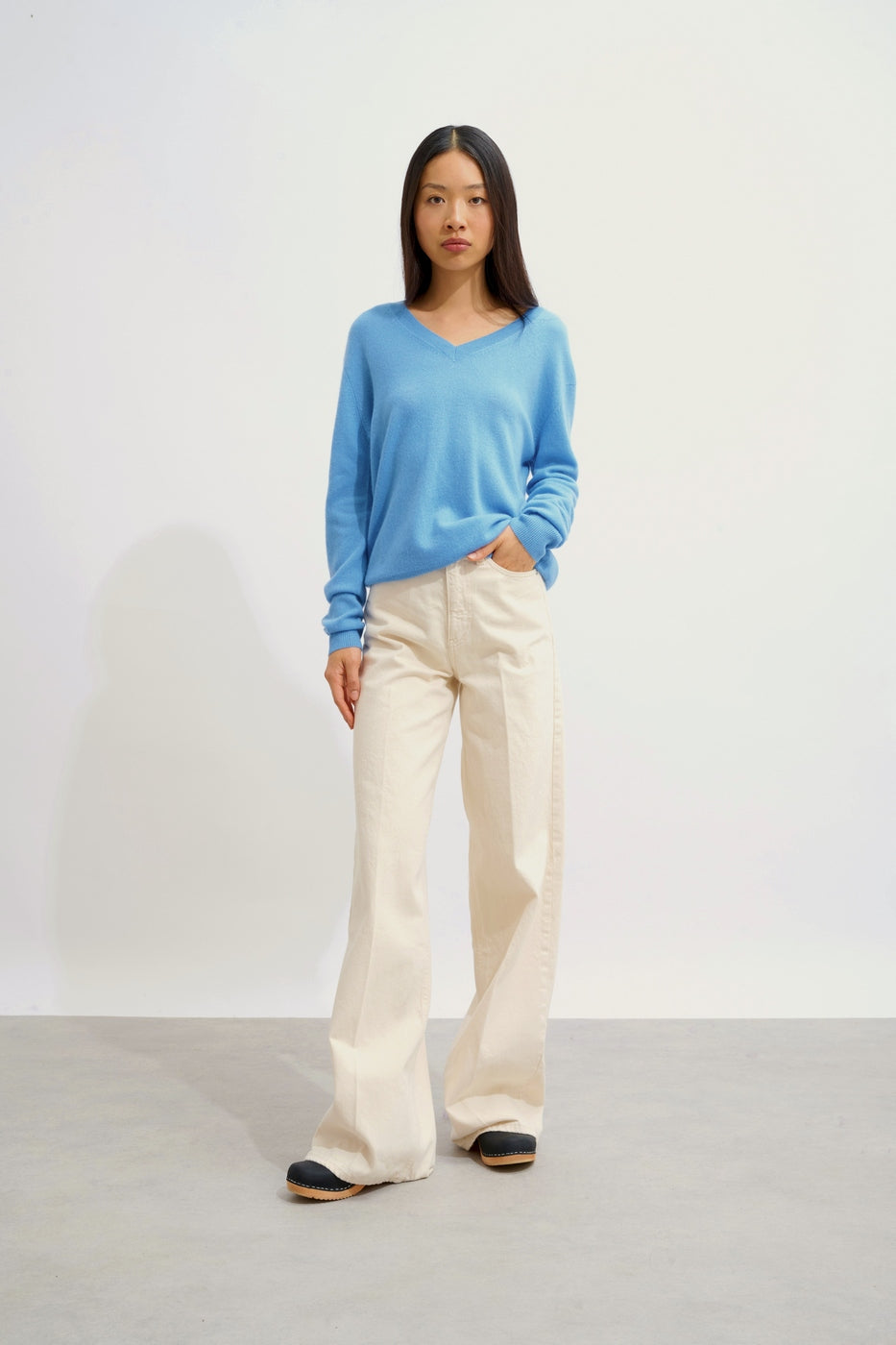 Pull Col V Gardoria - Baby Blue - Femme