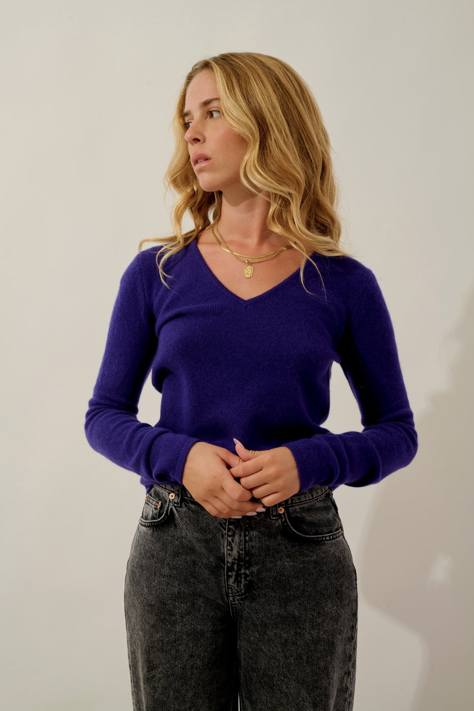 Jersey Cuello V 4 Hilos Chelsea - Purple - Mujer