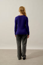 Pull Col V 4 Fils Chelsea - Purple - Femme