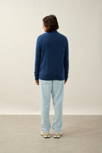 High-Neck Zip-Up Cardigan - Albaron - Ocean Chiné
