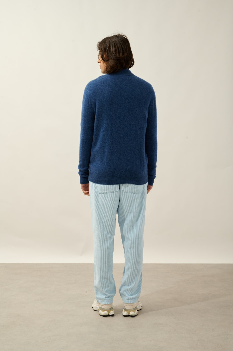 High-Neck Zip-Up Cardigan - Albaron - Ocean Chiné