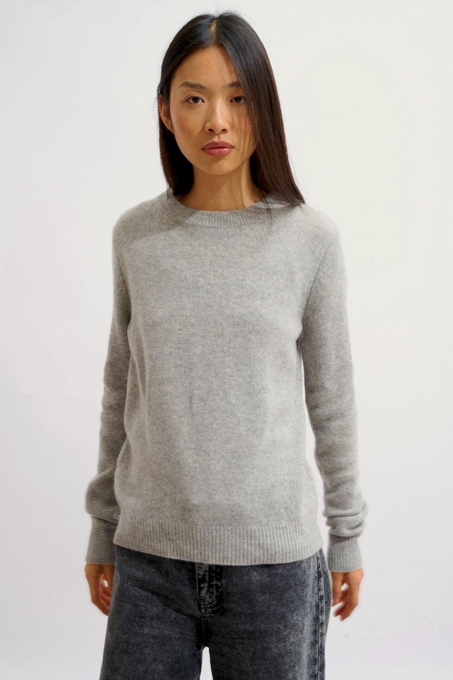 Round Neck 4-Ply Jumper - Lexini - Nuage Chiné