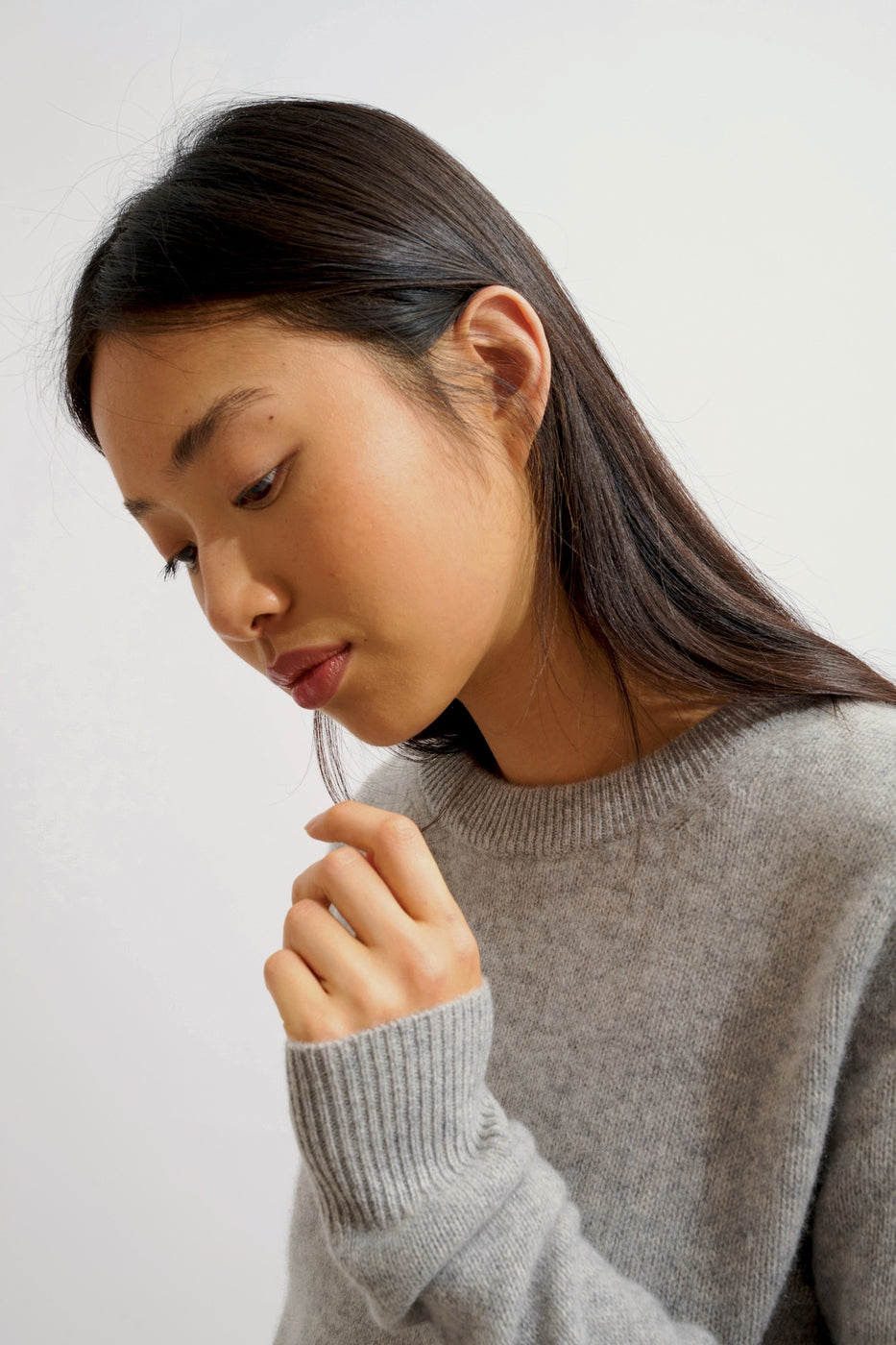 Round Neck 4-Ply Jumper - Lexini - Nuage Chiné