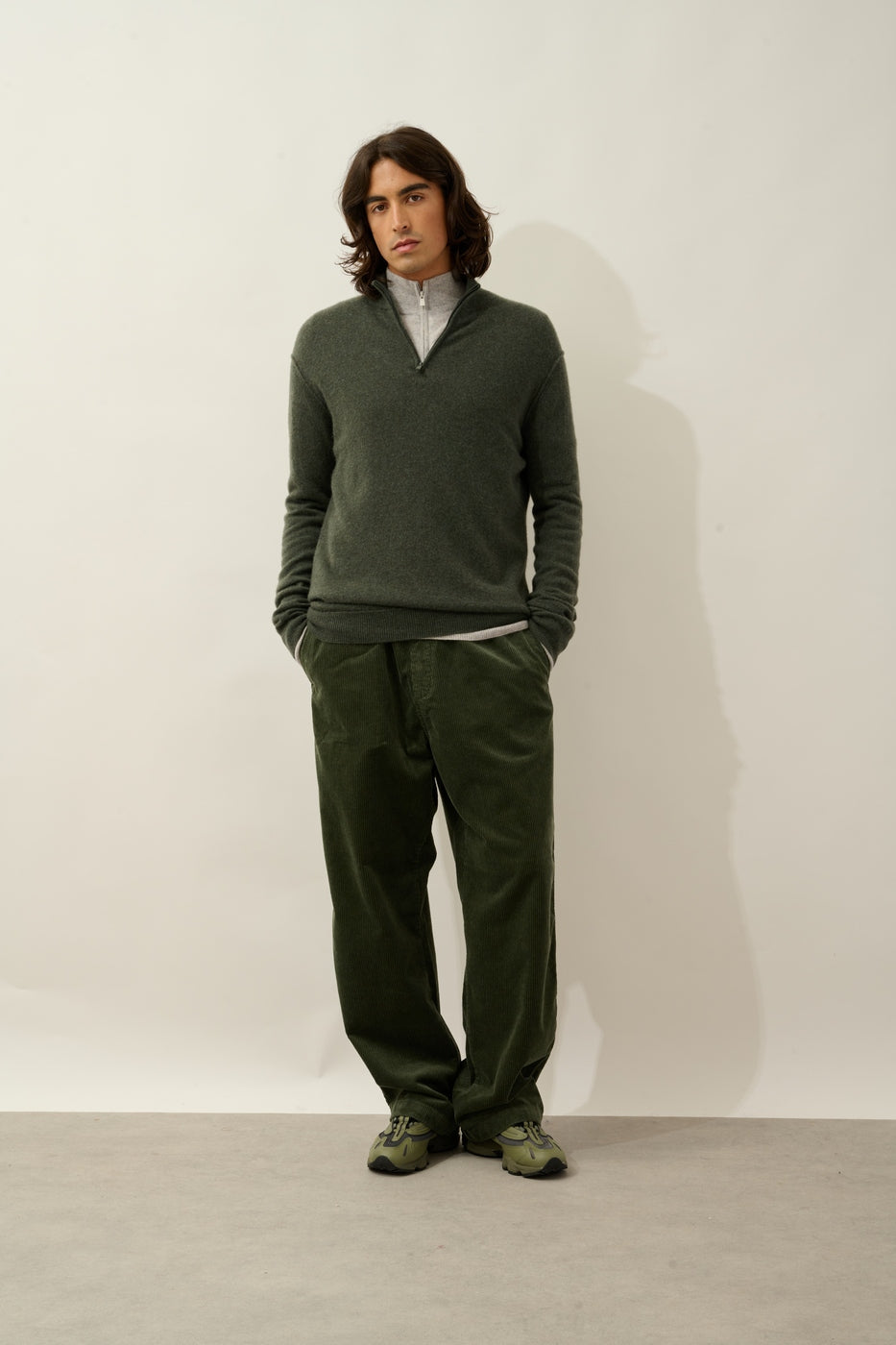 Jersey con cuello camionero Candice - Caqui jaspeado - Hombre