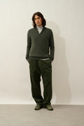 Jersey con cuello camionero Candice - Caqui jaspeado - Hombre