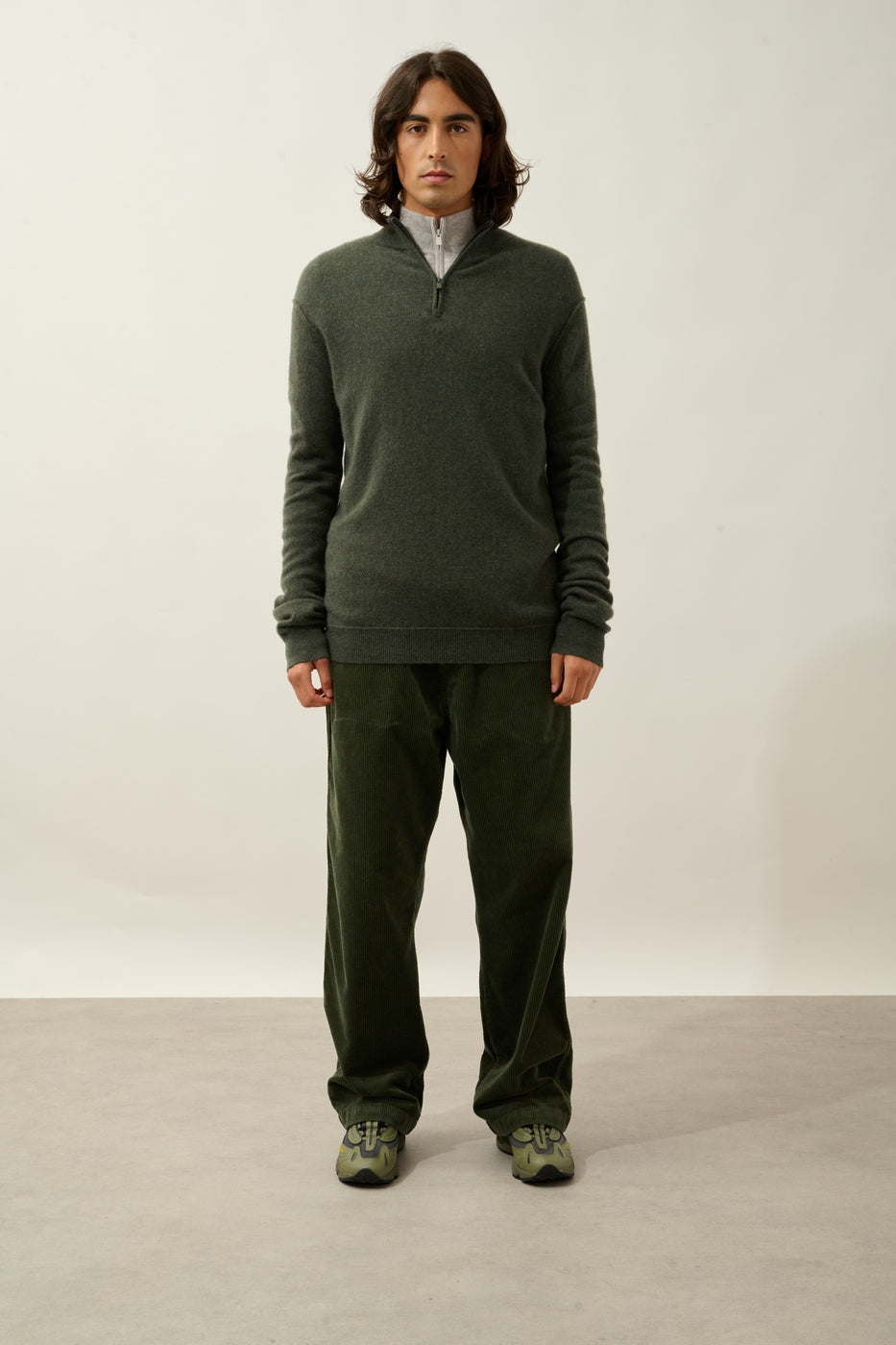 Jersey con cuello camionero Candice - Caqui jaspeado - Hombre