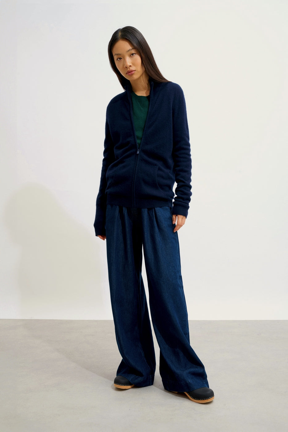 Chaleco con Cremallera y Cuello Alto - Ayr - Navy