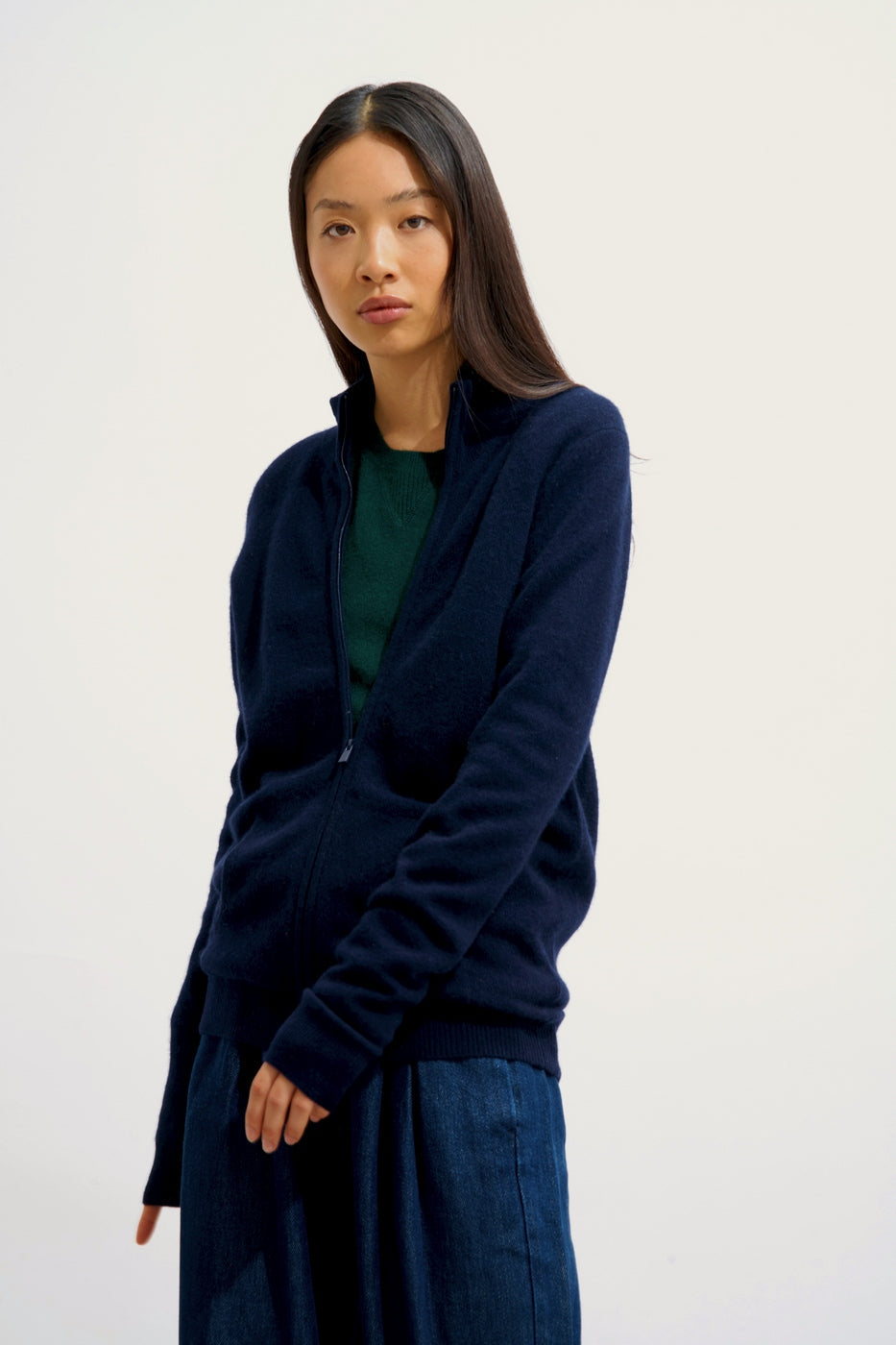 Chaleco con Cremallera y Cuello Alto - Ayr - Navy