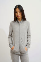 Chaleco con cremallera y cuello alto - Ayr - Nube jaspeado