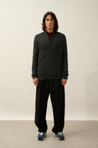 Zip-Neck Jumper - Candice - Mottled Charcoal