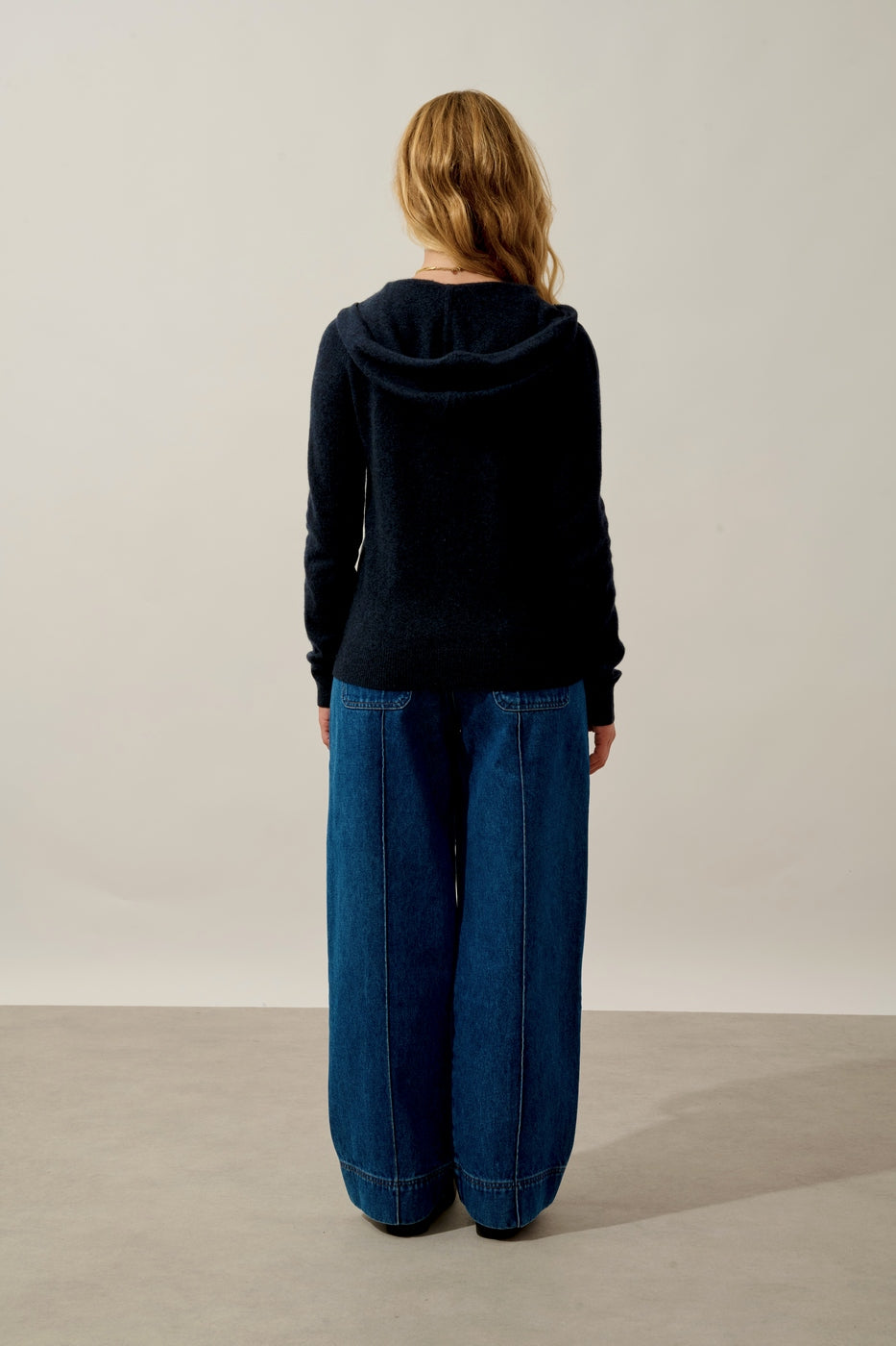 Zip-Through Hooded Cardigan - Colombis - Caviar