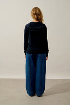 Zip-Through Hooded Cardigan - Colombis - Caviar