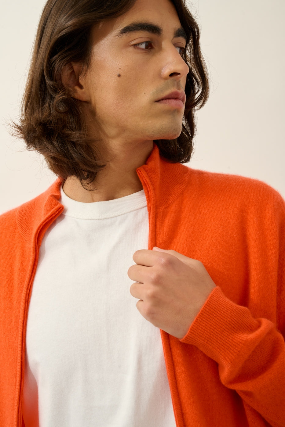 Cárdigan con cremallera y cuello alto - Albaron - Naranja