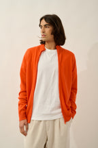 Cárdigan con cremallera y cuello alto - Albaron - Naranja