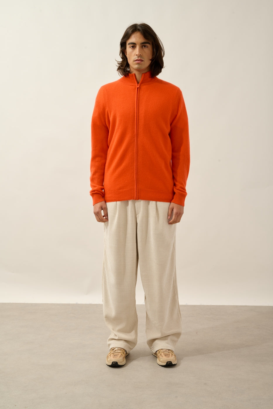 Cárdigan con cremallera y cuello alto - Albaron - Naranja