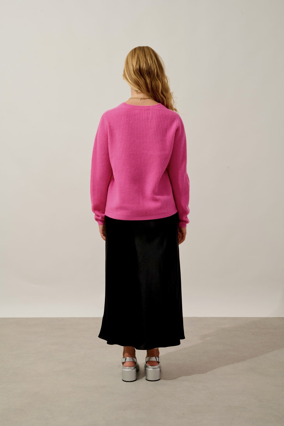 Jersey de cuello en V de 4 hilos - Amrita - Rosa