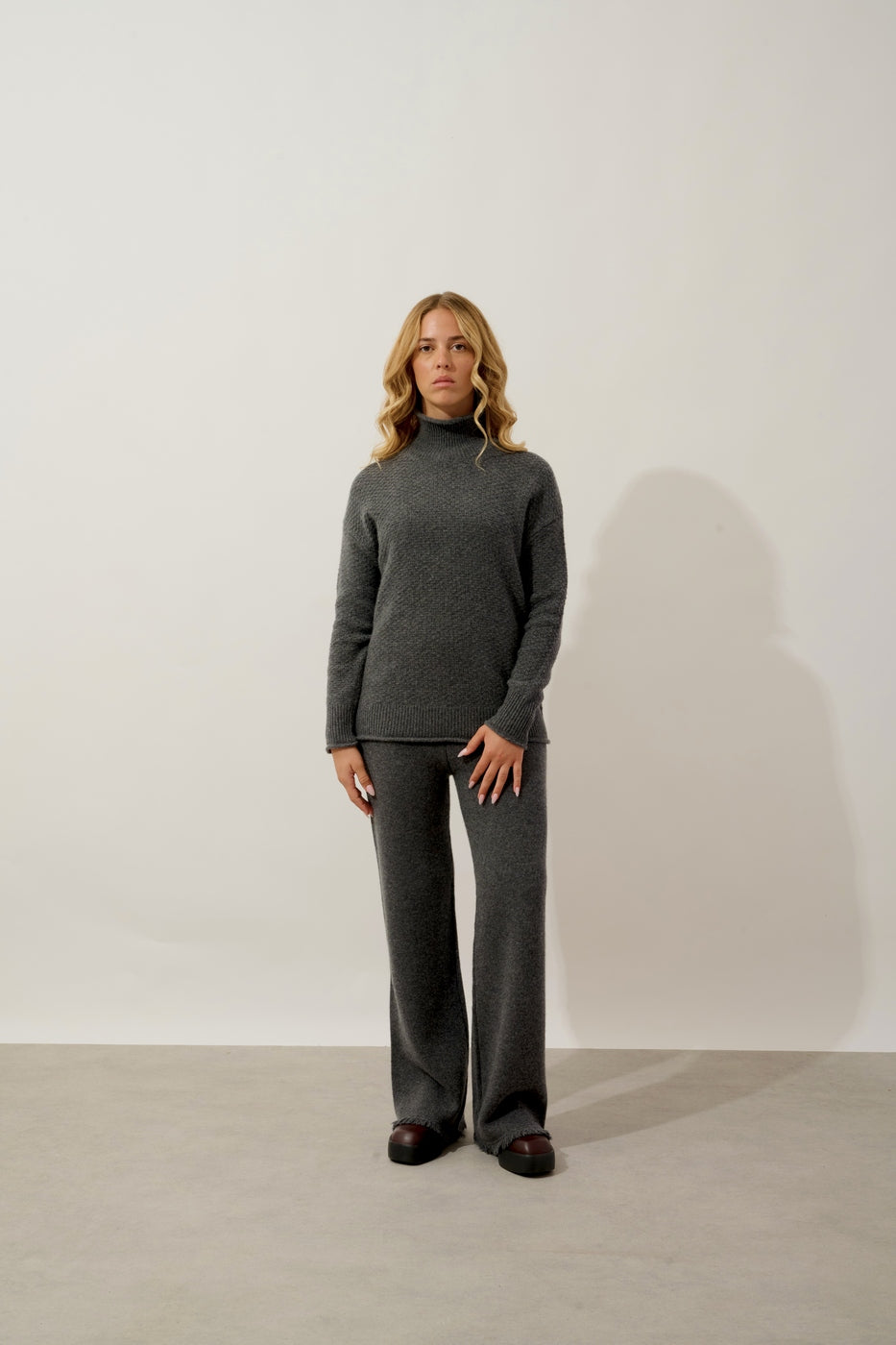 6-Ply Roll-Neck Jumper - Elodie - Anthracite Marl