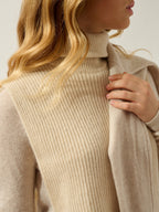 Open Poncho Roll Neck 4 Fils Siv - Oat