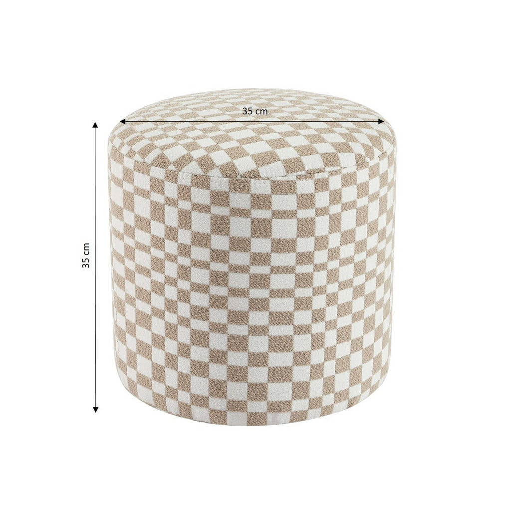 Awa - Pouffe - Checked Fabric - Beige