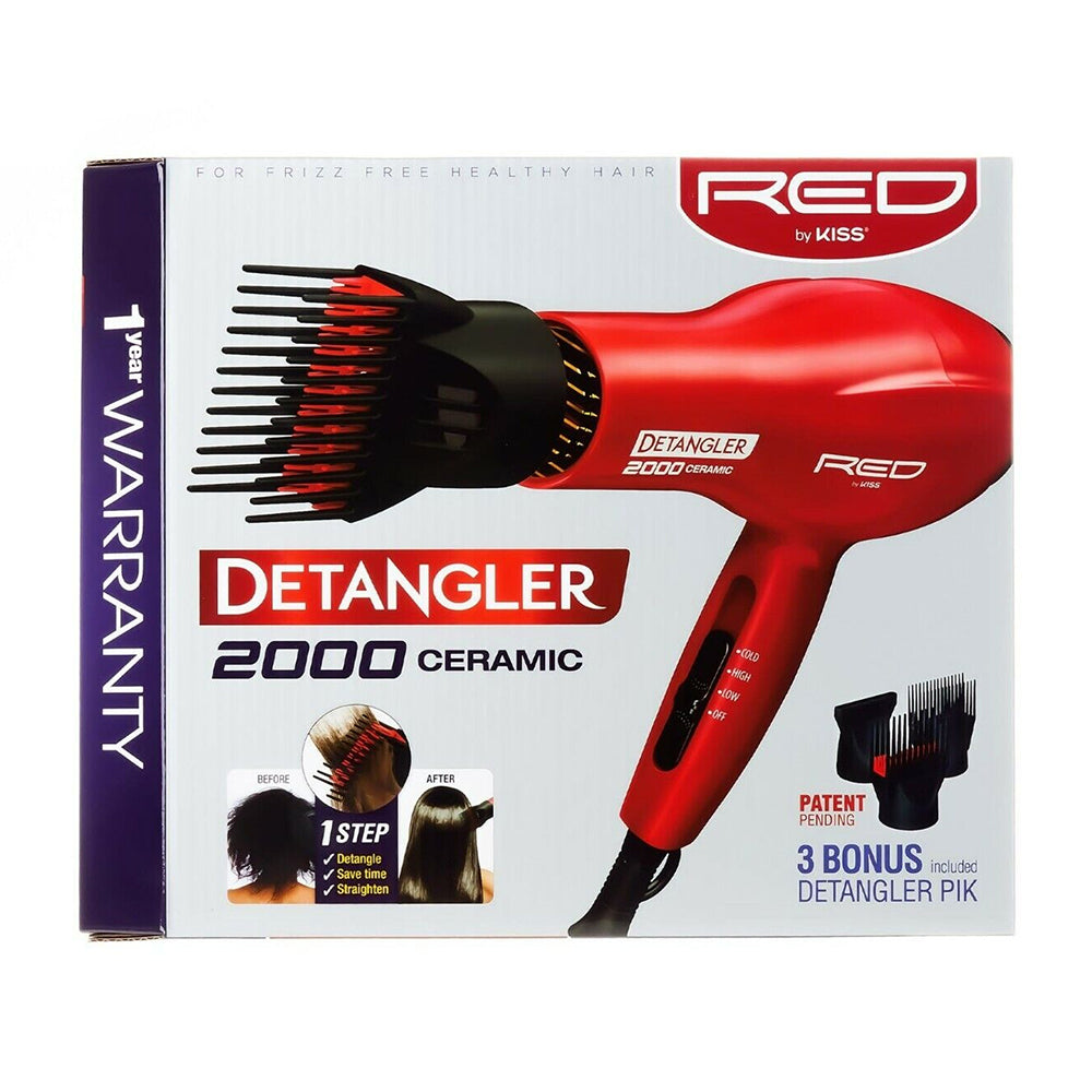 Kiss Red Detangler 2000 Ceramic Double Layer Pik Blow Dryer, 1 Ea