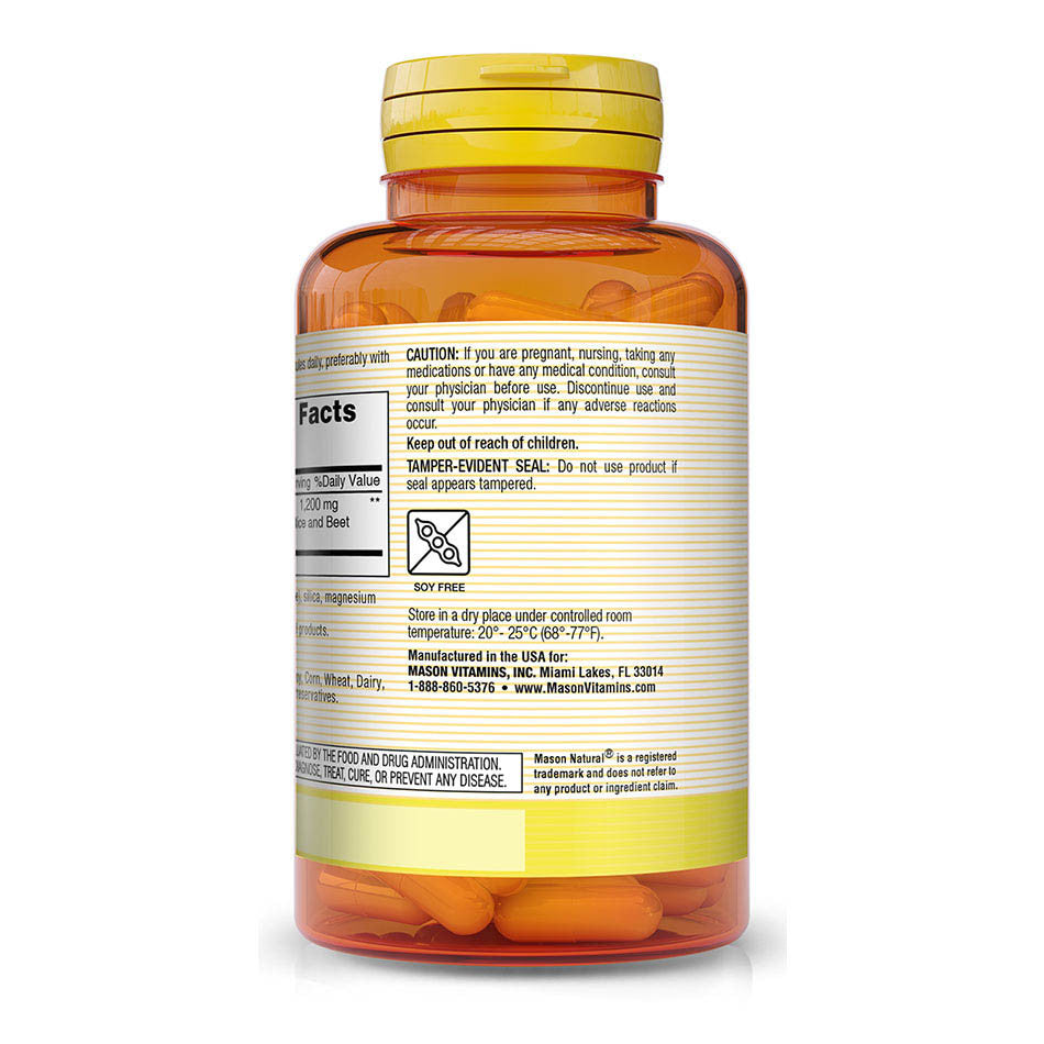 Mason Natural Red Yeast Rice 1200 Premium Herb Capsules, 60 Ea