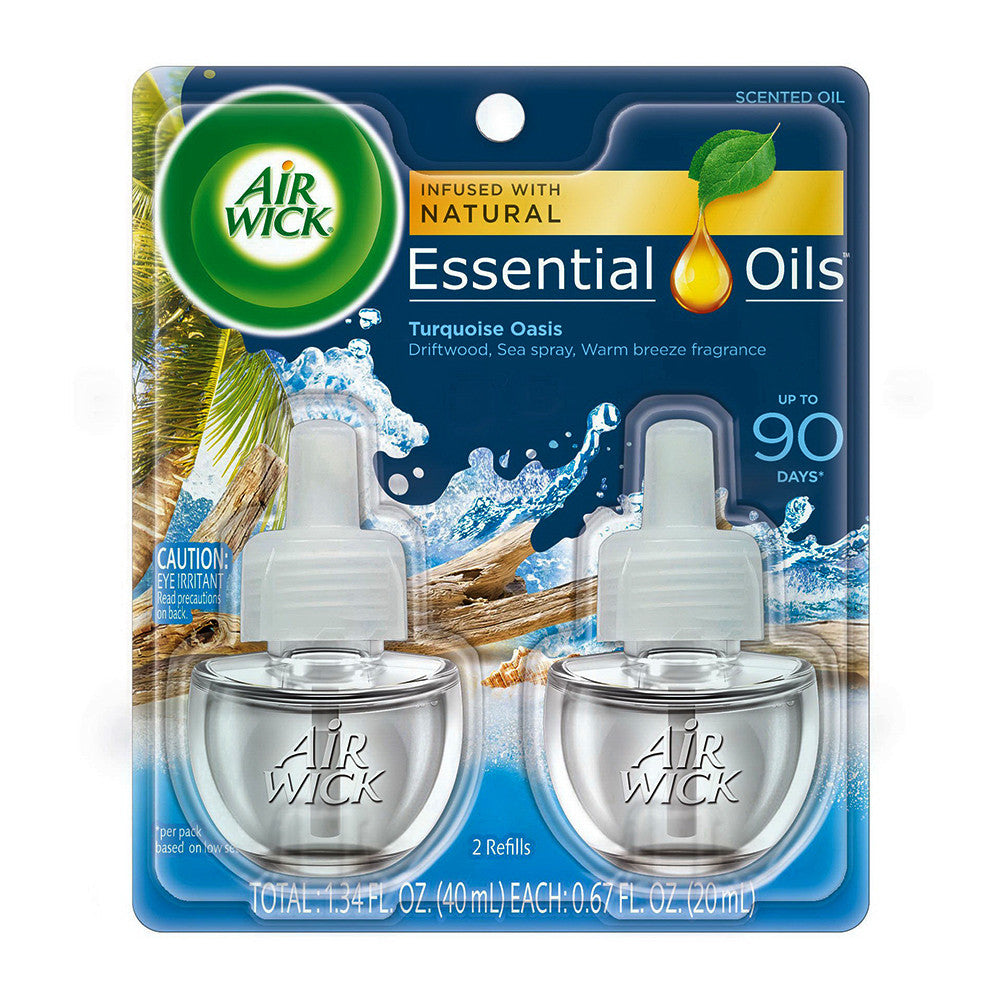 Air Wick Plug Scented Oil Turquoise Oasis Air Freshener Refills Twin Pack, 1.34 Oz