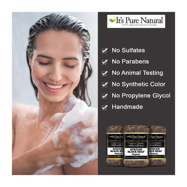 Its Pure Natural African Black Soap Bars Original, 5 Oz