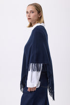 Poncho med fransar Azure - Marinblå - Dam