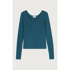 Boat-Neck T-Shirt - Petrol Blue - Women