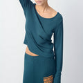 Boat-Neck T-Shirt - Petrol Blue - Women