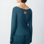 Boat-Neck T-Shirt - Petrol Blue - Women