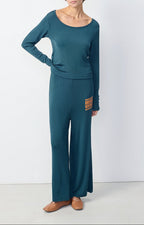 Boat-Neck T-Shirt - Petrol Blue - Women