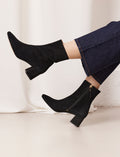 Albane Heeled Ankle Boots - Black Velvet - Women