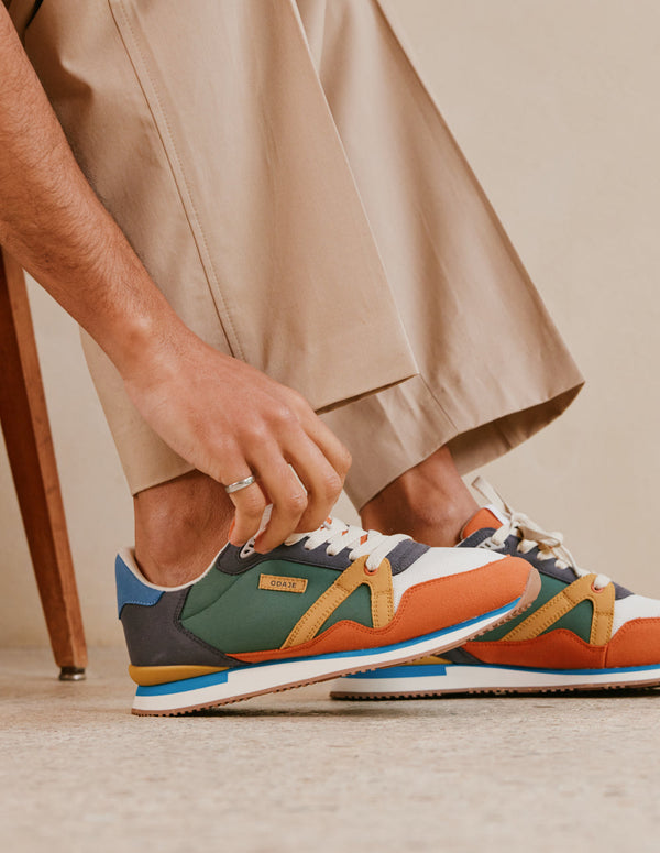 André Low Top Sneakers - Ivory Mustard Terracotta