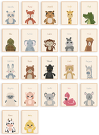 Pósteres personalizados - Animales: retrato de caricatura de un animal sin marco, nombre del niño en la parte superior (ej: Gabriella, Raoul, Léopold, Sibylle, Paul)
