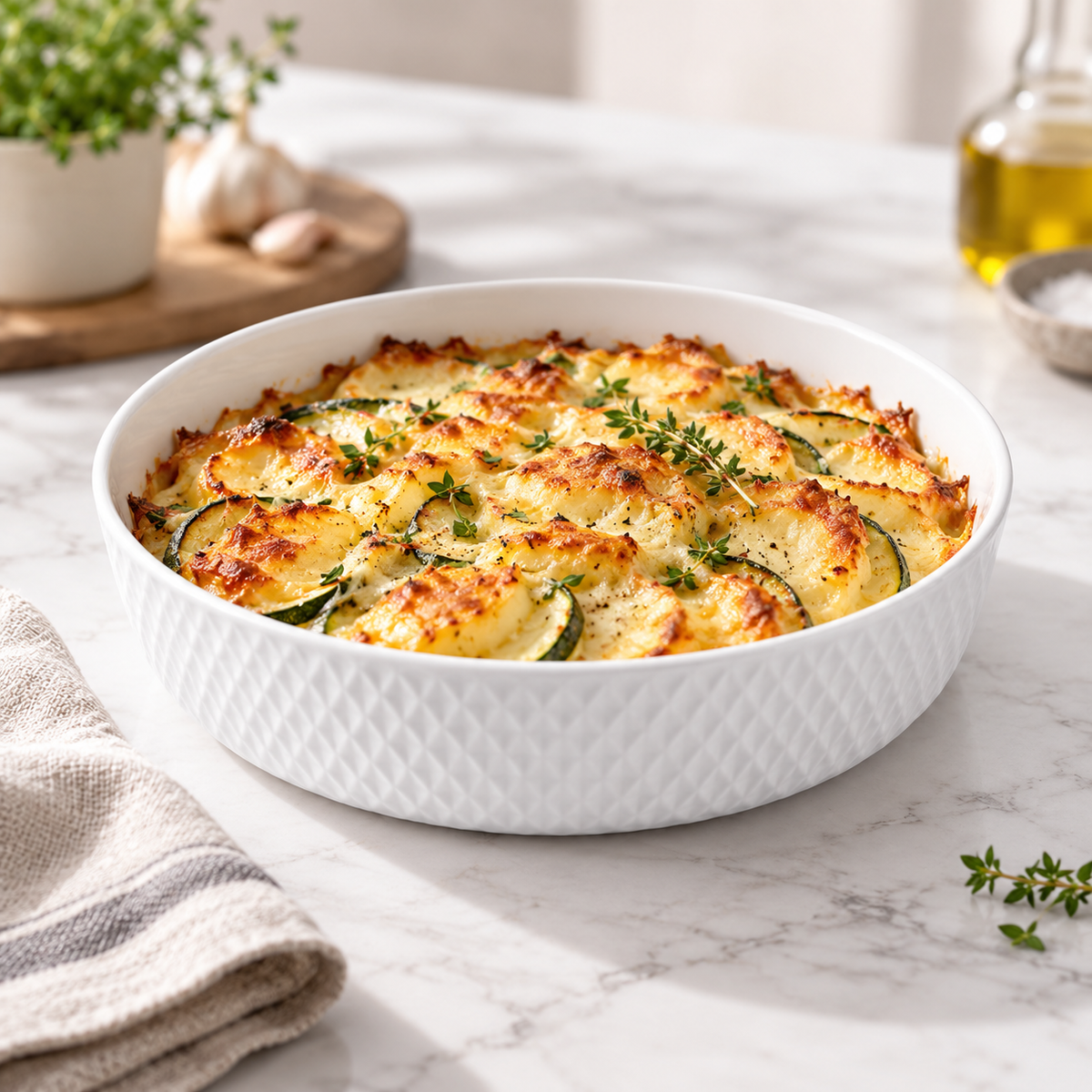 Art Culinaire - Okrągłe naczynie do zapiekania - Fournée - Szkło opalowe - Biały