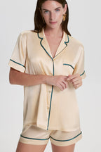 Ensemble Pyjama Court En Soie - Vanille