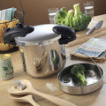 Olla a presión de bayoneta ILLICO Ø24cm 8L en acero inoxidable con cestillo de cocción
