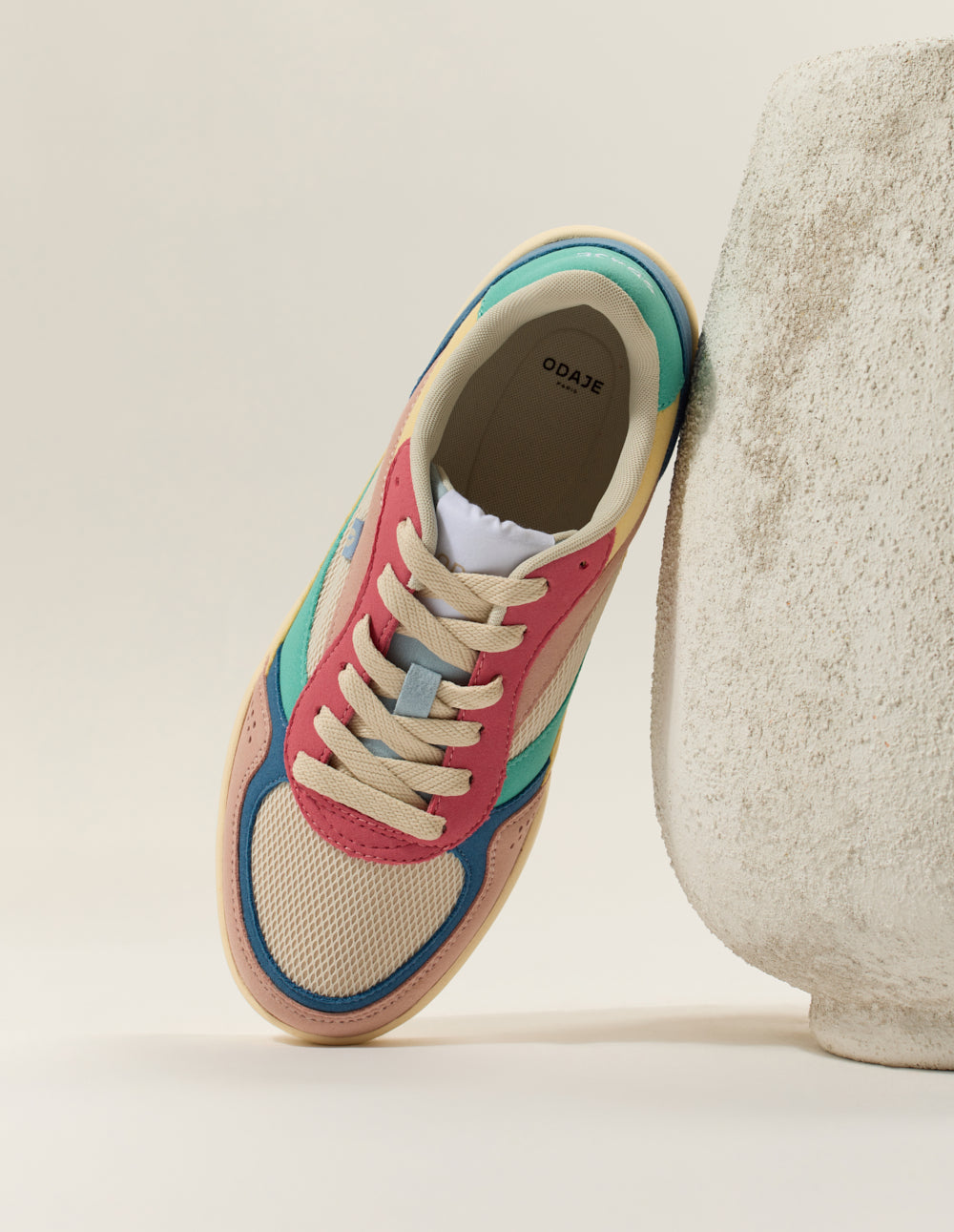Axelle Low-Top Sneakers - Light Pink Blue Beige - Women's